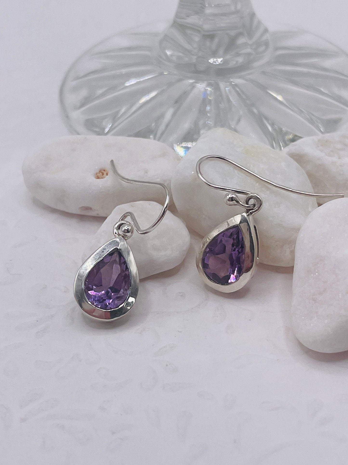 Féldrágaköves Fülbevaló " ametiszt " - Dubniczki