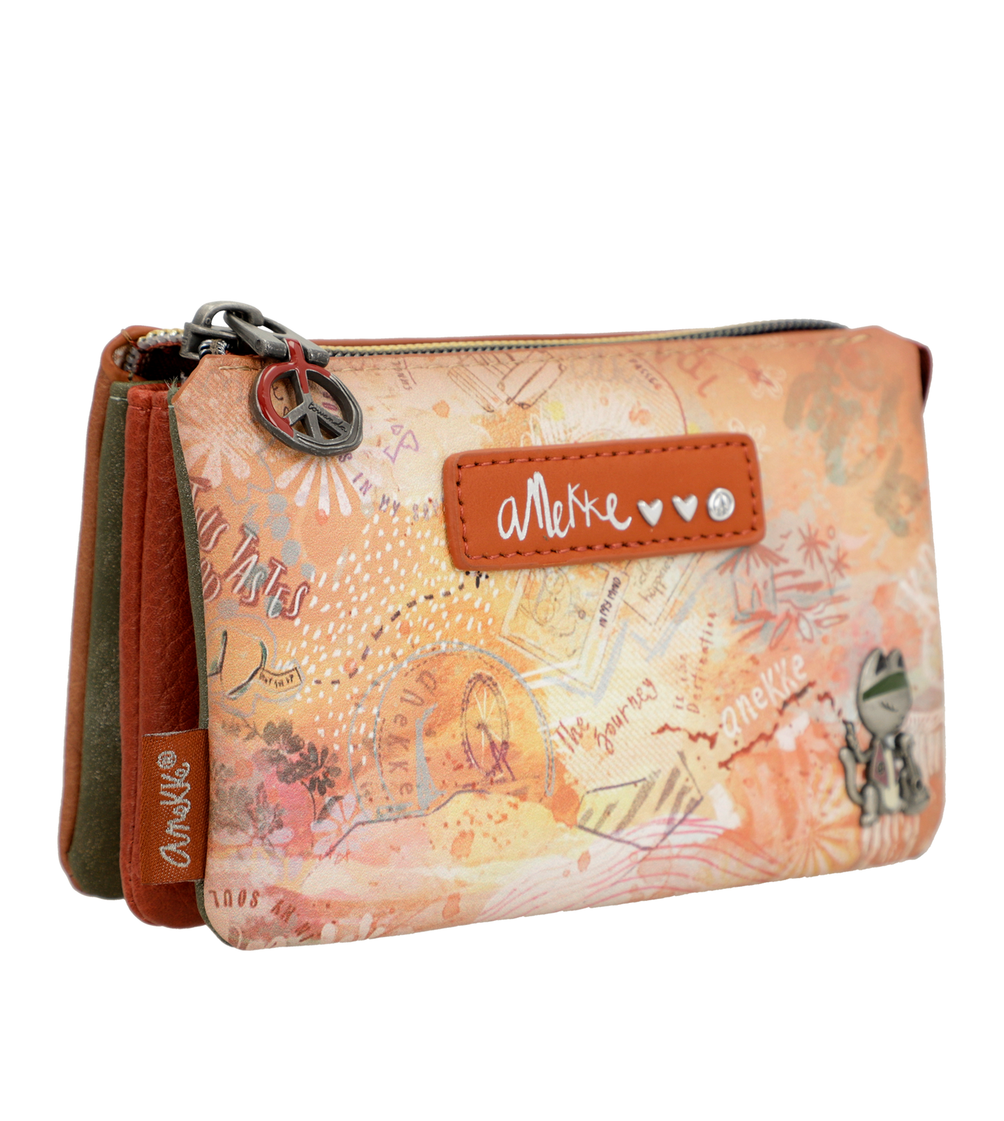 Anekke Peace & Love Flower - Virágos 3 rekeszes  mini pénztárca - Dubniczki