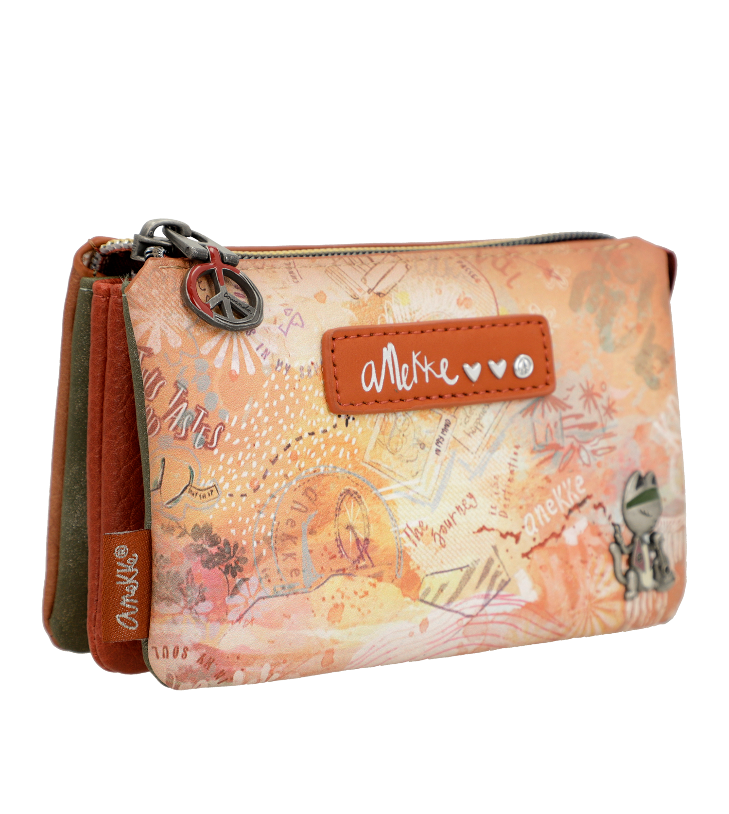 Anekke Peace & Love Flower - Virágos 3 rekeszes  mini pénztárca - Dubniczki