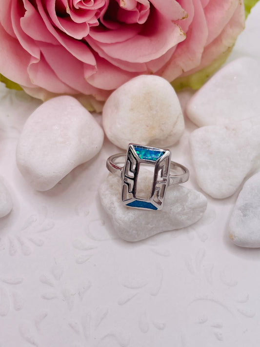 Ezüst kék opál gyűrű