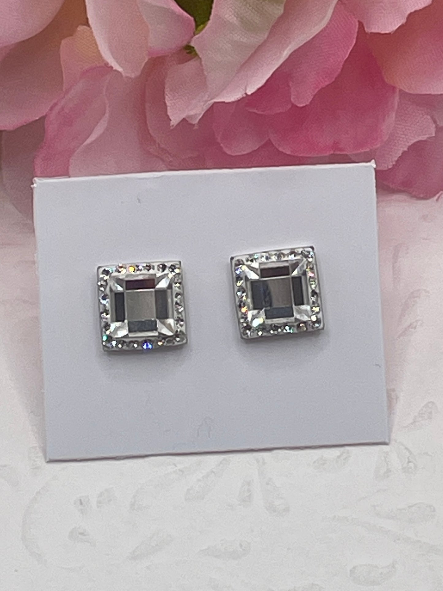 Ezüst cirkónia köves fülbevaló " jégkocka"