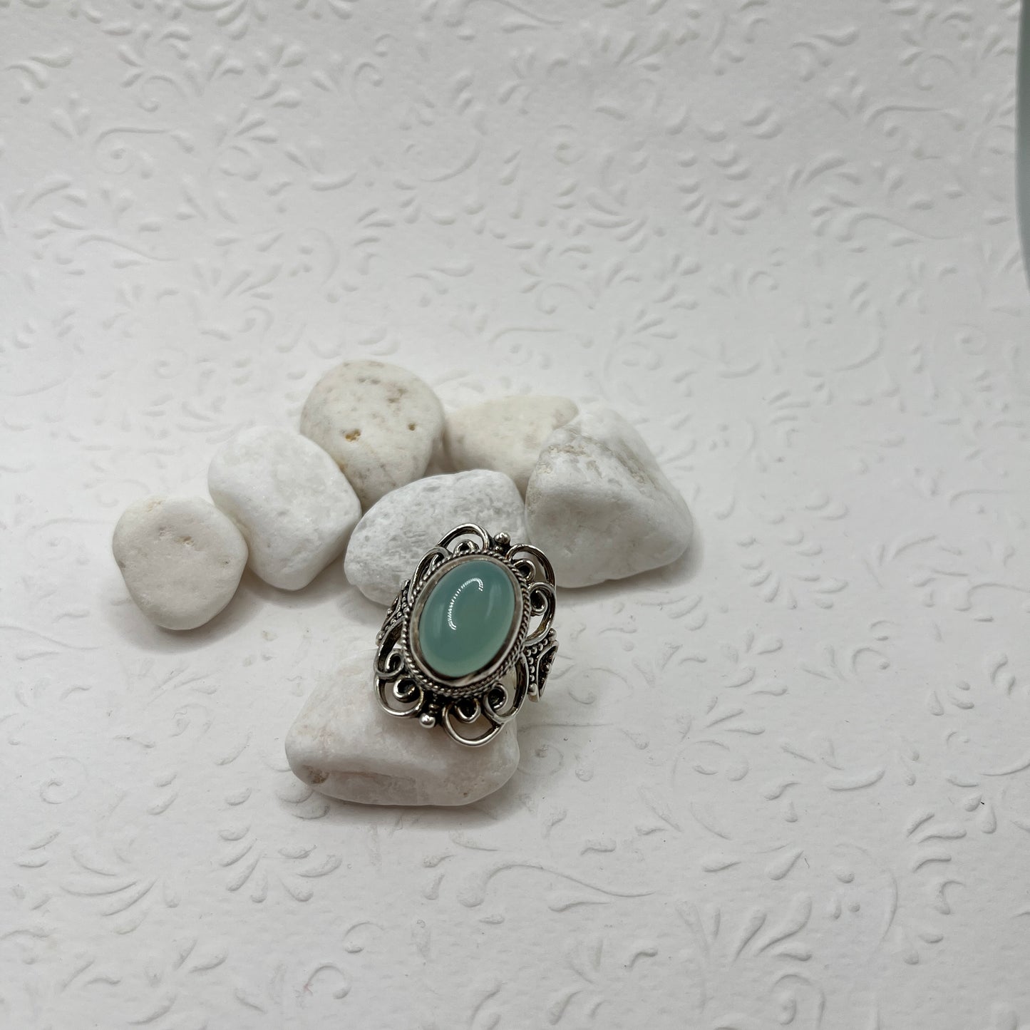 Kalcedon köves ezüst gyűrű